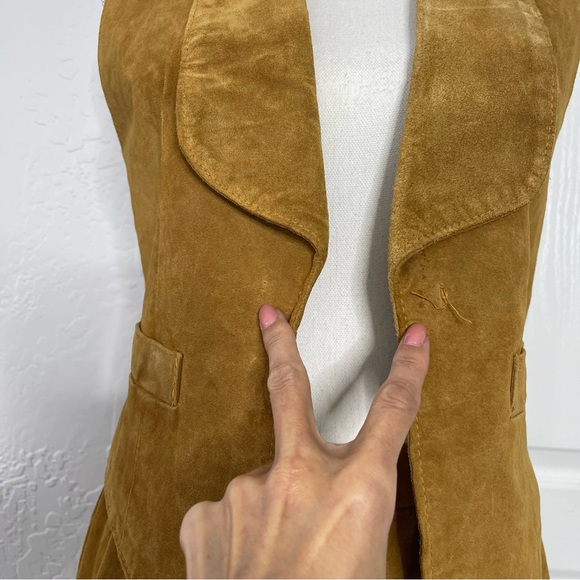 Vintage 70s Lillie Rubin Western Bohemian Leather Vest Skirt Set Sizes L 12 - Picture 8 of 9